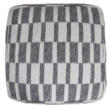 18" Gray Cotton Geometric Pouf Ottoman HomeRoots