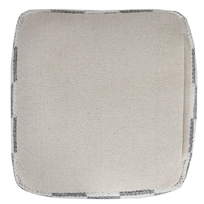 18" Gray Cotton Geometric Pouf Ottoman