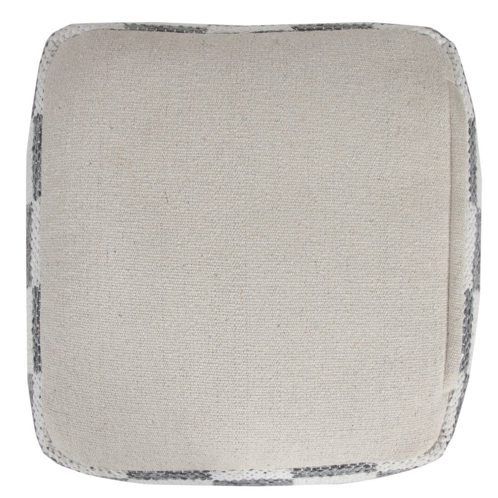 18" Gray Cotton Geometric Pouf Ottoman HomeRoots