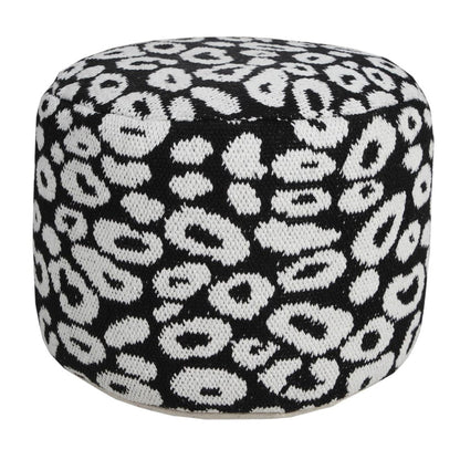 18" Black Abstract Cylinder Pouf Ottoman HomeRoots