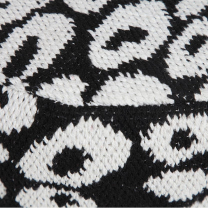 18" Black Abstract Cylinder Pouf Ottoman HomeRoots