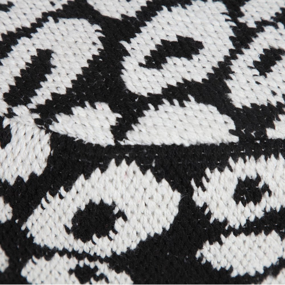 18" Black Abstract Cylinder Pouf Ottoman HomeRoots