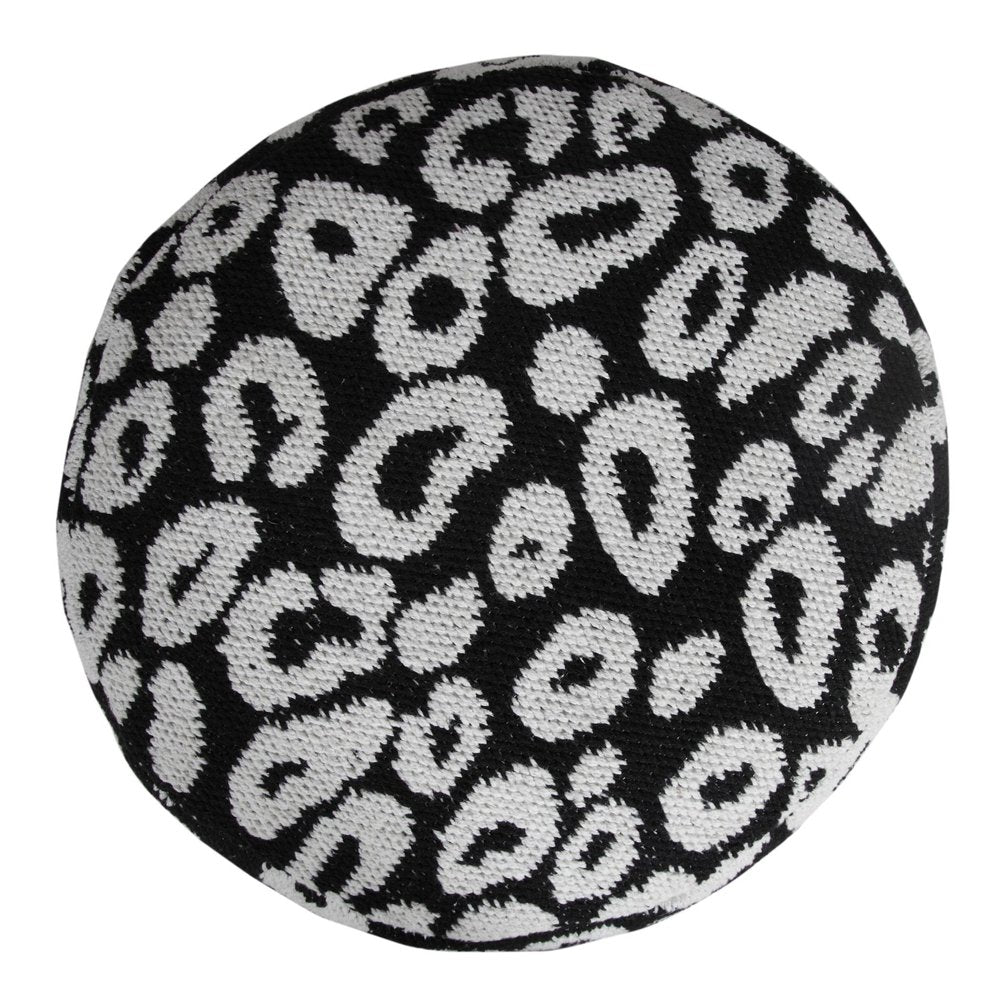 18" Black Abstract Cylinder Pouf Ottoman HomeRoots