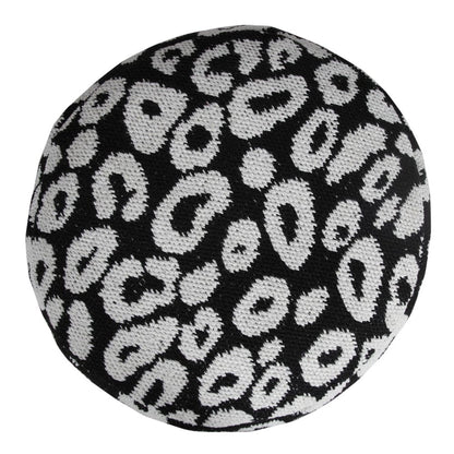 18" Black Abstract Cylinder Pouf Ottoman HomeRoots