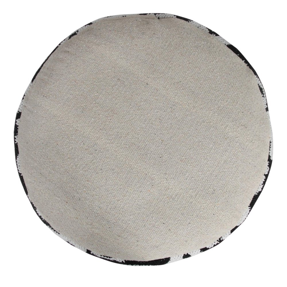 18" Black Abstract Cylinder Pouf Ottoman HomeRoots