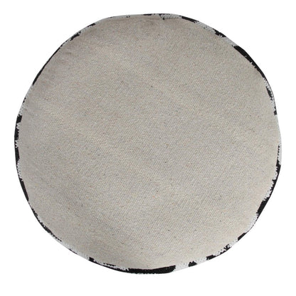 18" Black Abstract Cylinder Pouf Ottoman HomeRoots