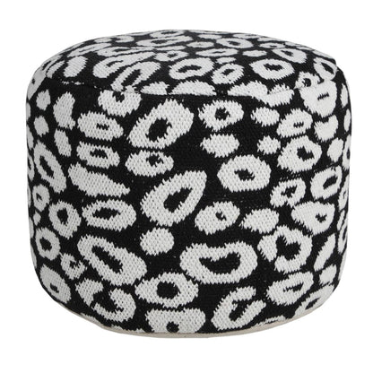 18" Black Abstract Cylinder Pouf Ottoman HomeRoots