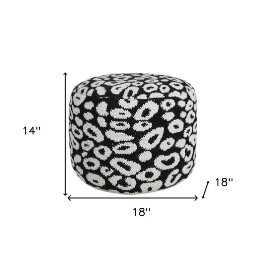 18" Black Abstract Cylinder Pouf Ottoman HomeRoots