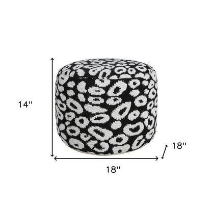 18" Black Abstract Cylinder Pouf Ottoman HomeRoots