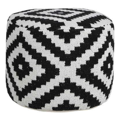 18" Black Geometric Cylinder Pouf Ottoman HomeRoots