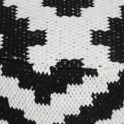 18" Black Geometric Cylinder Pouf Ottoman HomeRoots