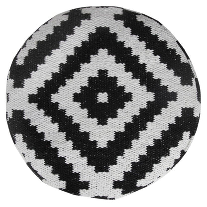 18" Black Geometric Cylinder Pouf Ottoman HomeRoots