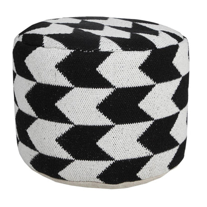 18" Black Chevron Cylinder Pouf Ottoman HomeRoots
