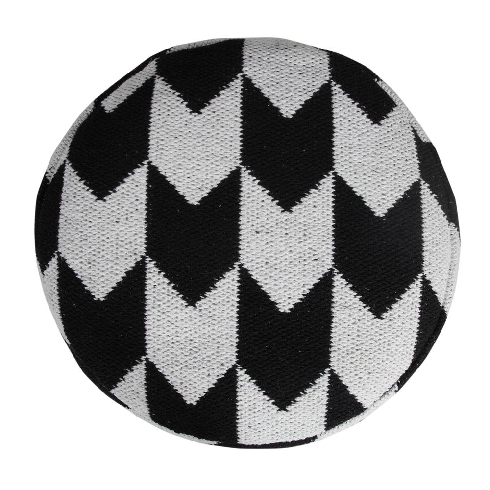 18" Black Chevron Cylinder Pouf Ottoman HomeRoots