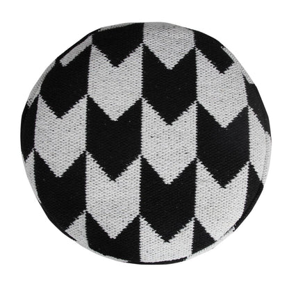 18" Black Chevron Cylinder Pouf Ottoman HomeRoots