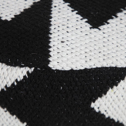 18" Black Chevron Cylinder Pouf Ottoman HomeRoots