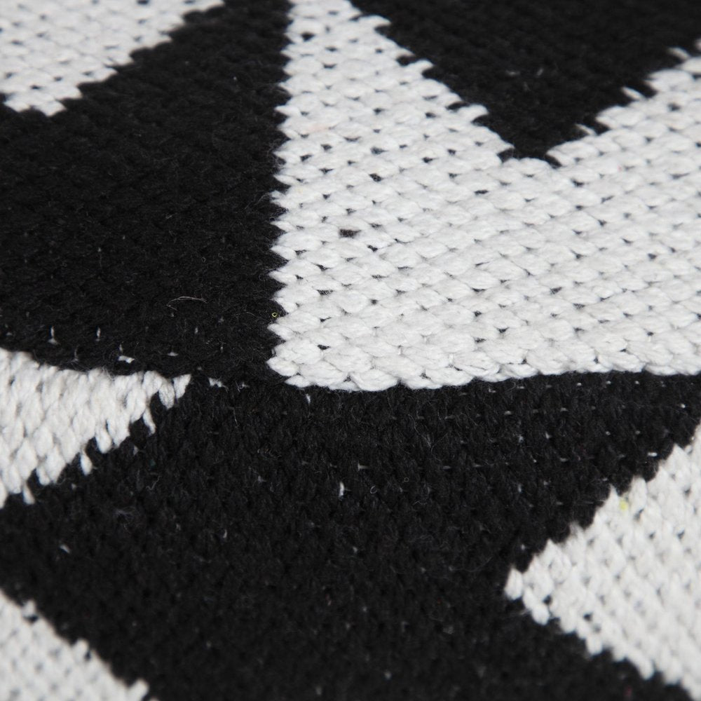 18" Black Chevron Cylinder Pouf Ottoman HomeRoots