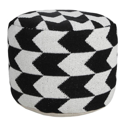 18" Black Chevron Cylinder Pouf Ottoman HomeRoots