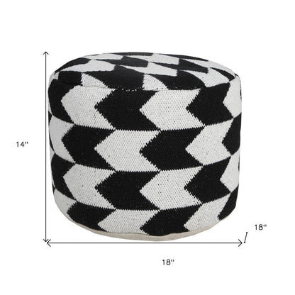 18" Black Chevron Cylinder Pouf Ottoman HomeRoots