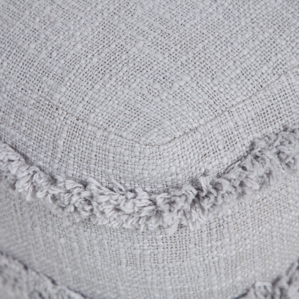 18" Cream Cotton Tufted Striped Cube Pouf Ottoman HomeRoots