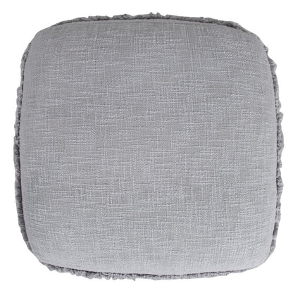 18" Cream Cotton Tufted Striped Cube Pouf Ottoman HomeRoots