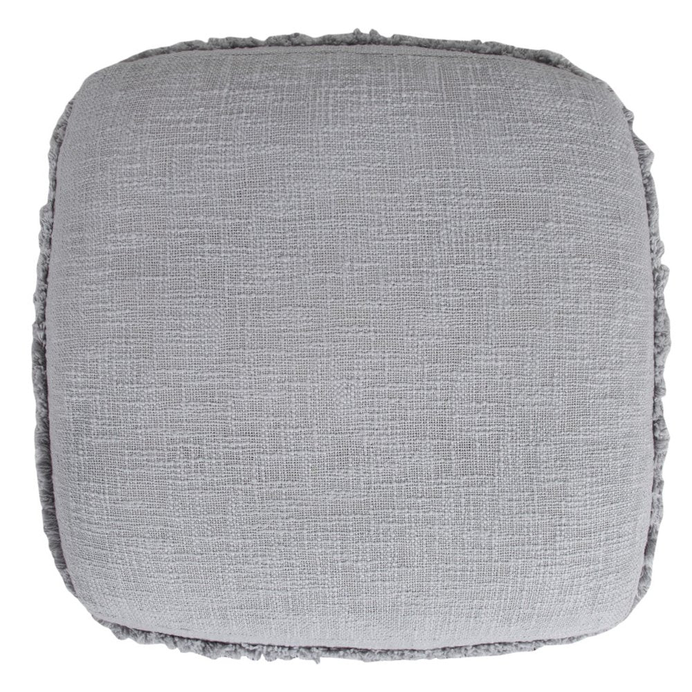 18" Cream Cotton Tufted Striped Cube Pouf Ottoman HomeRoots