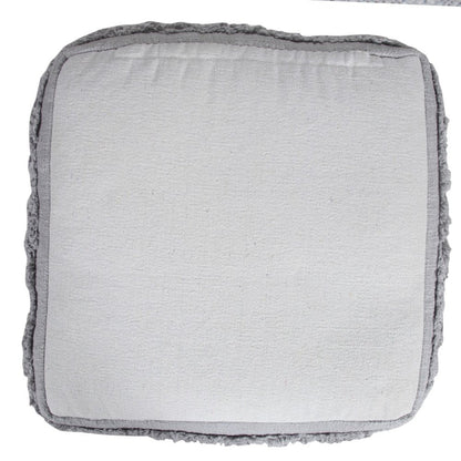 18" Cream Cotton Tufted Striped Cube Pouf Ottoman HomeRoots