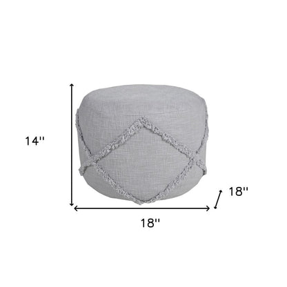 18" Cream Cotton Cylinder Geometric Pouf Ottoman HomeRoots