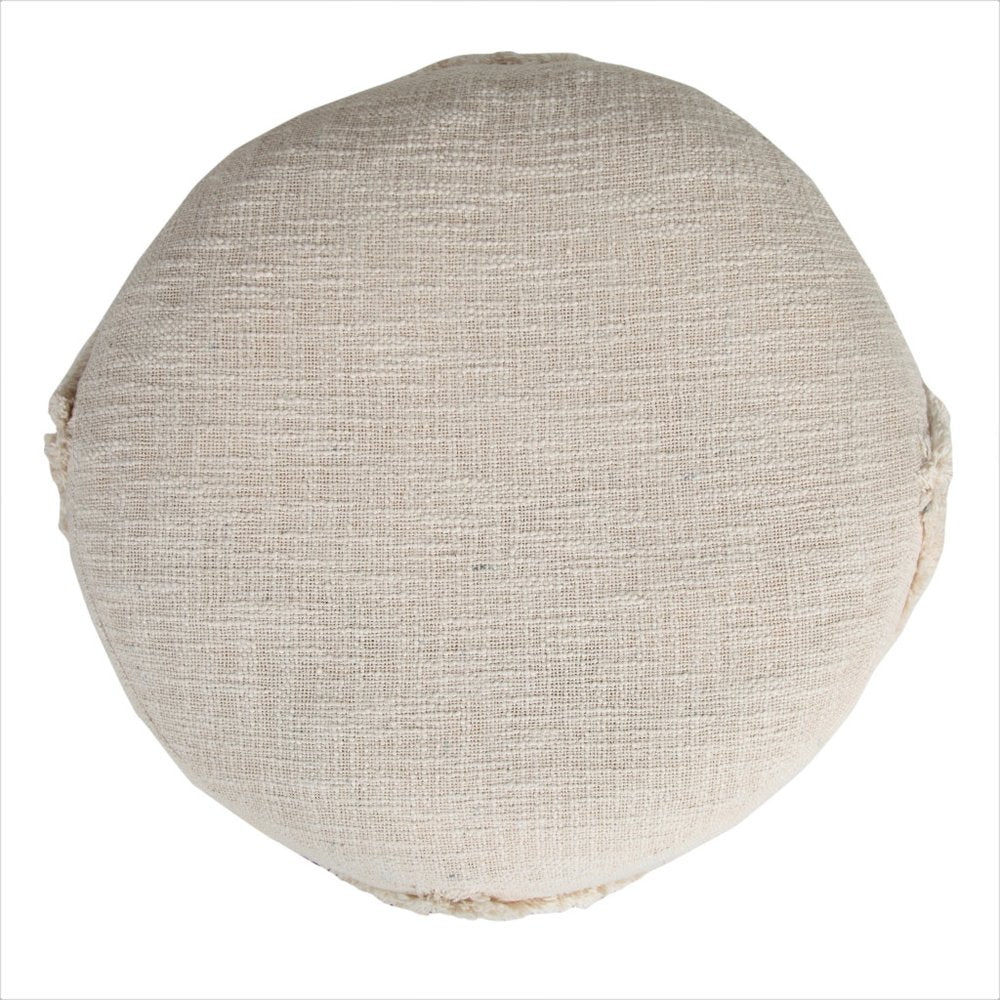 18" Gray Cotton Cylinder Geometric Pouf Ottoman HomeRoots