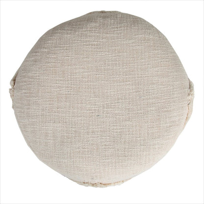 18" Gray Cotton Cylinder Geometric Pouf Ottoman HomeRoots