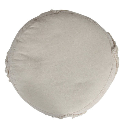 18" Cream Cotton Cylinder Geometric Pouf Ottoman HomeRoots