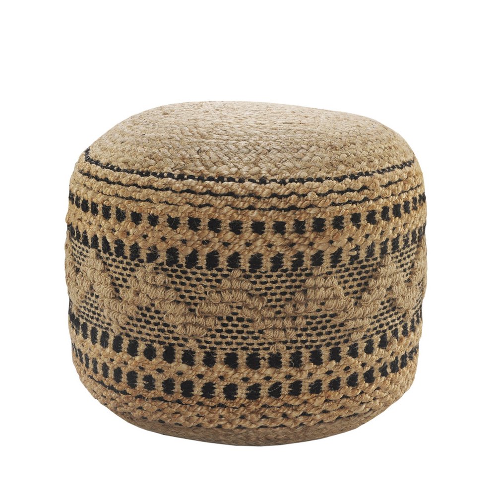 18" Tan Geometric Pouf Ottoman HomeRoots