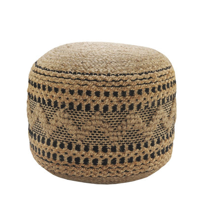 18" Tan Geometric Pouf Ottoman HomeRoots