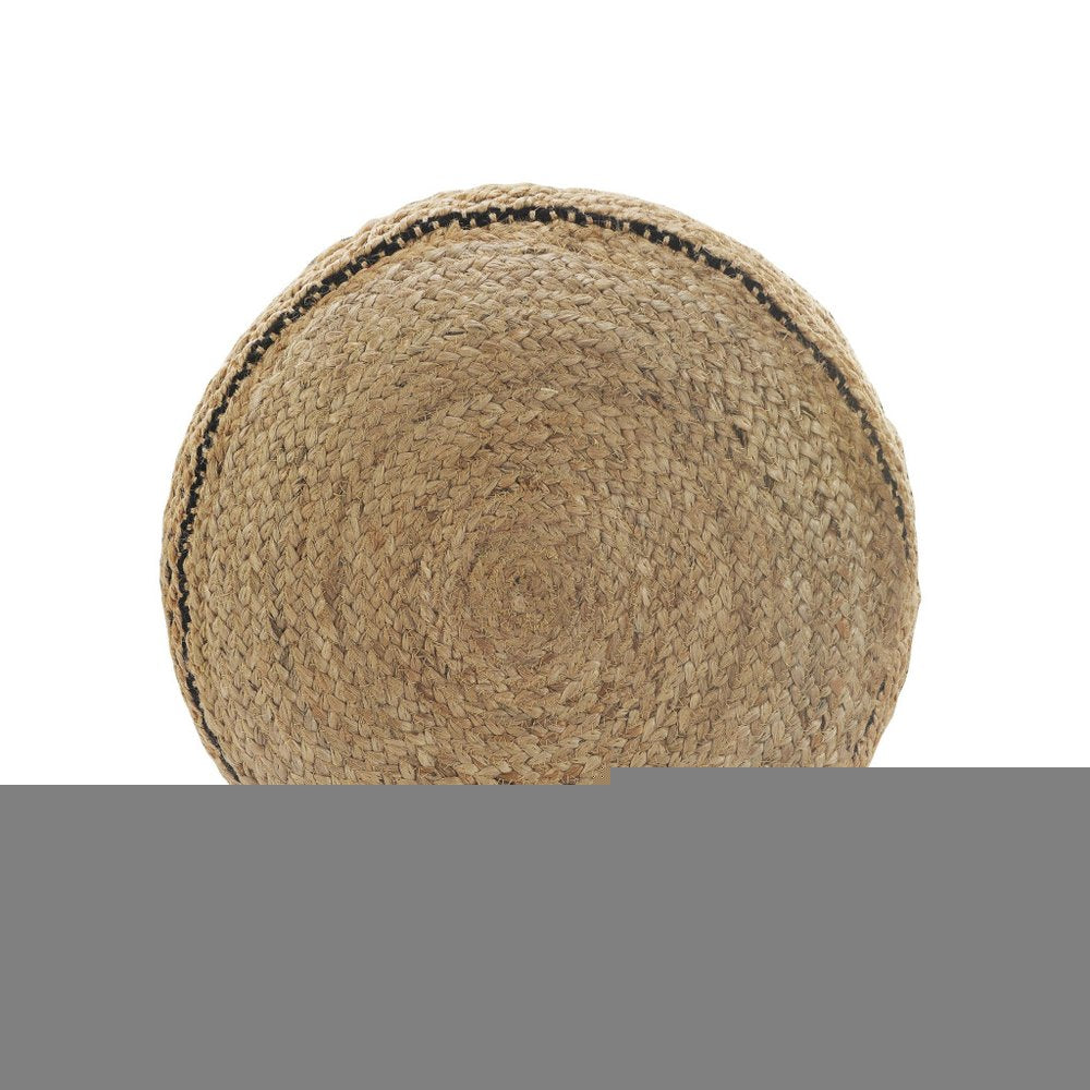 18" Tan Geometric Pouf Ottoman HomeRoots