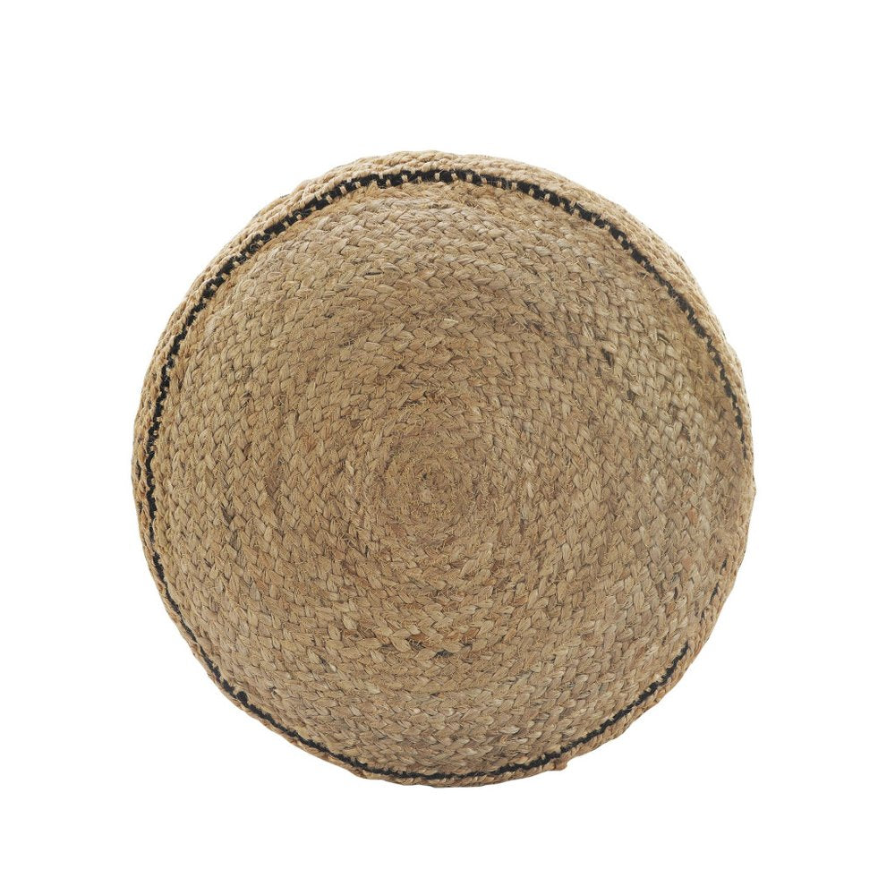 18" Tan Geometric Pouf Ottoman HomeRoots