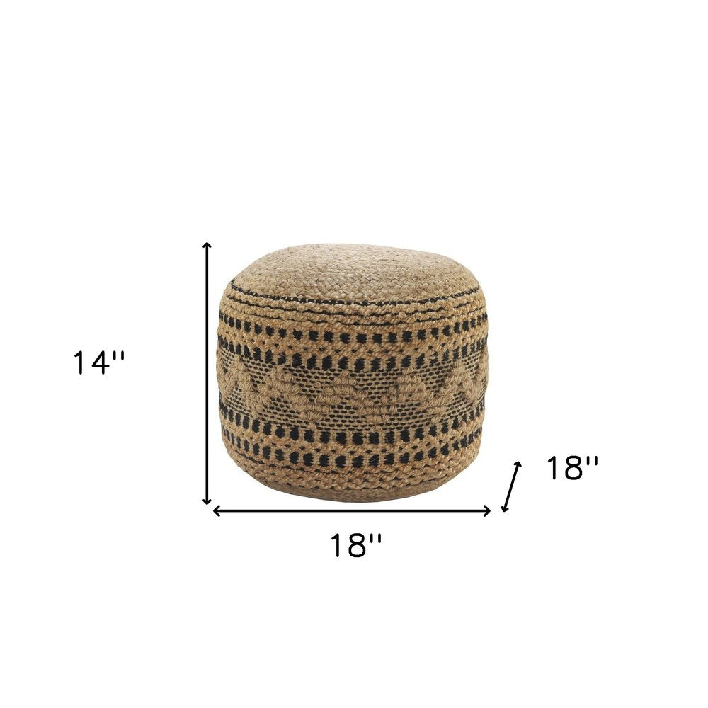 18" Tan Geometric Pouf Ottoman HomeRoots