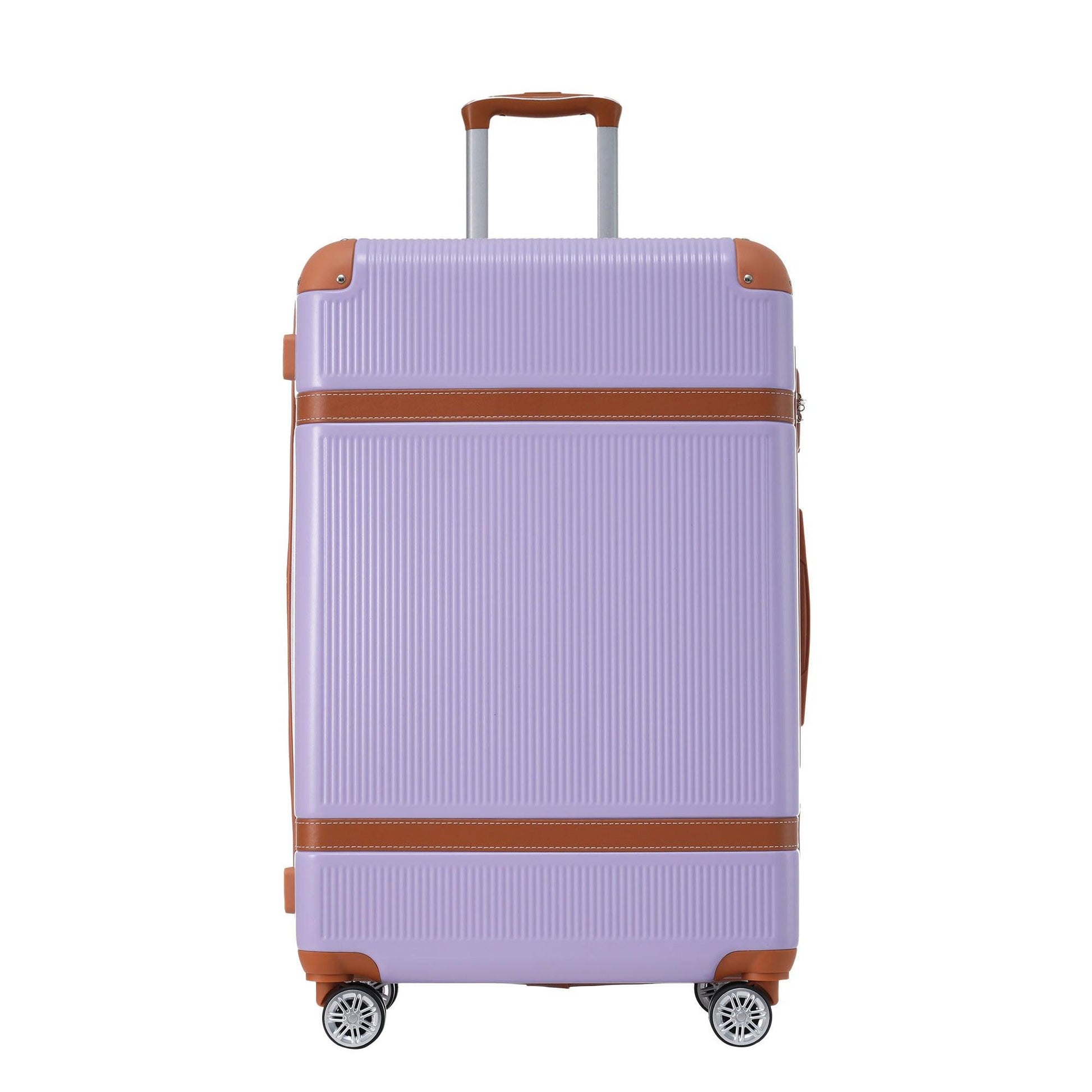 Hardshell Luggage Sets 3 Piece double spinner 8 wheels Suitcase with TSA Lock Lightweight 20''24''28'' Lilac + ABS - FurniFindUSA