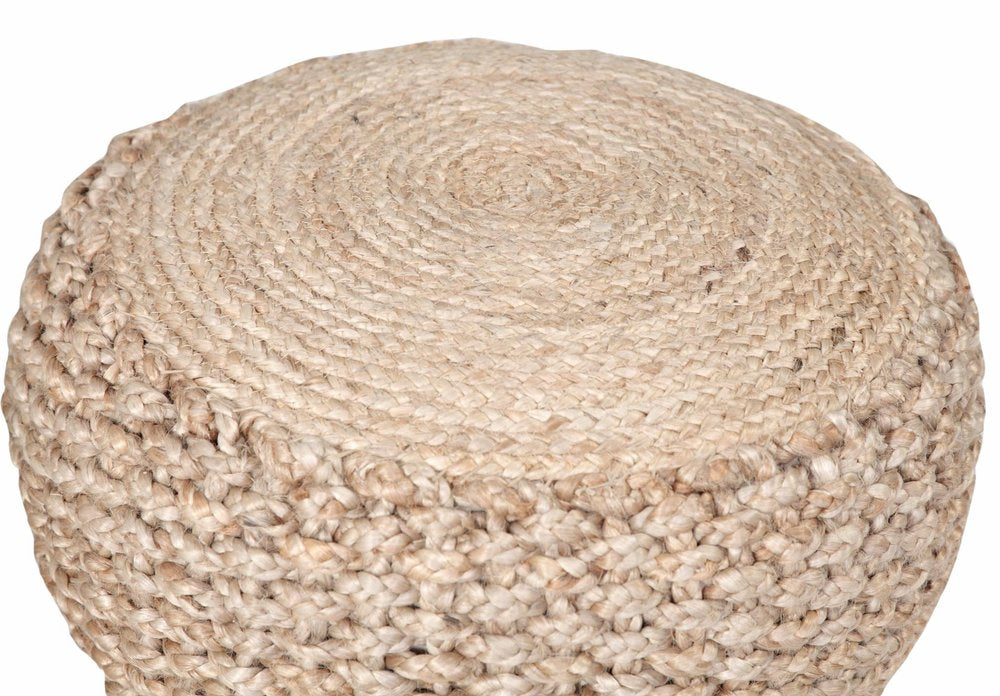 20" Tan Round Geometric Pouf Ottoman HomeRoots