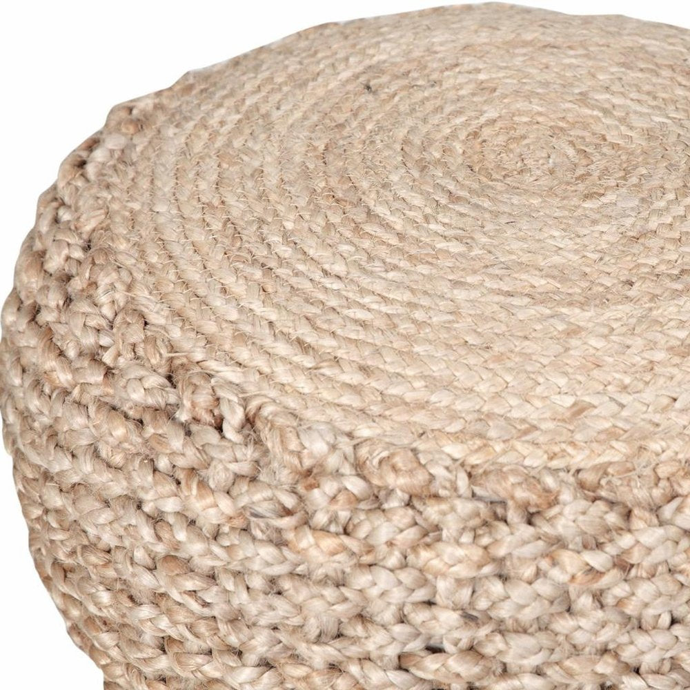 20" Tan Round Geometric Pouf Ottoman HomeRoots