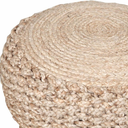 20" Tan Round Geometric Pouf Ottoman HomeRoots