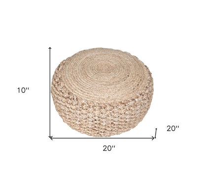 20" Tan Round Geometric Pouf Ottoman HomeRoots