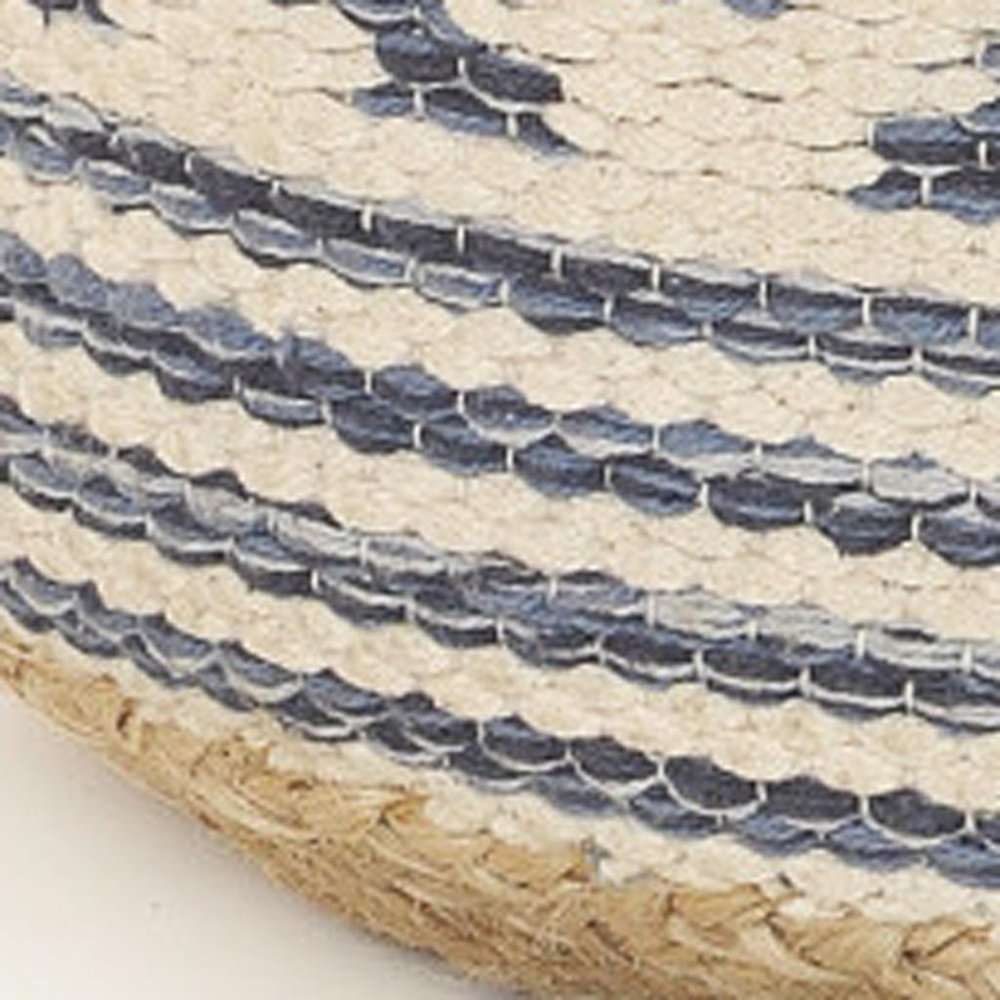 18" Blue Cylinder Geometric Pouf Ottoman HomeRoots