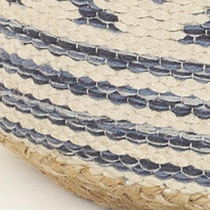 18" Blue Cylinder Geometric Pouf Ottoman HomeRoots