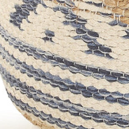 18" Blue Cylinder Geometric Pouf Ottoman HomeRoots
