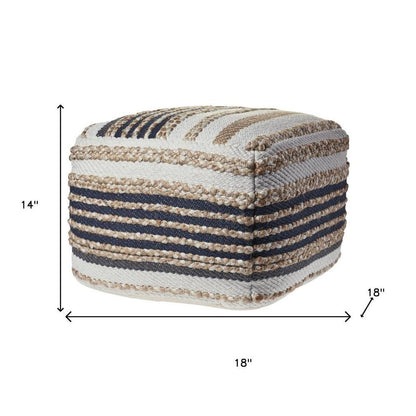 18" Tan Geometric Pouf Ottoman HomeRoots