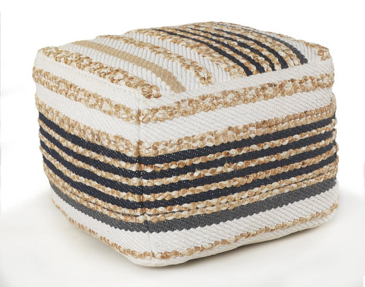 18" Tan Geometric Pouf Ottoman HomeRoots