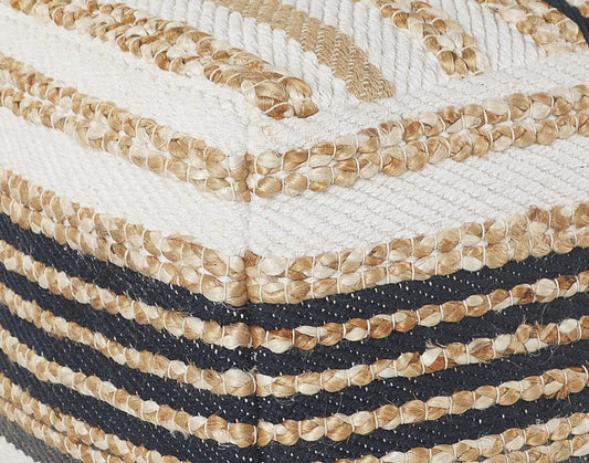 18" Tan Geometric Pouf Ottoman HomeRoots