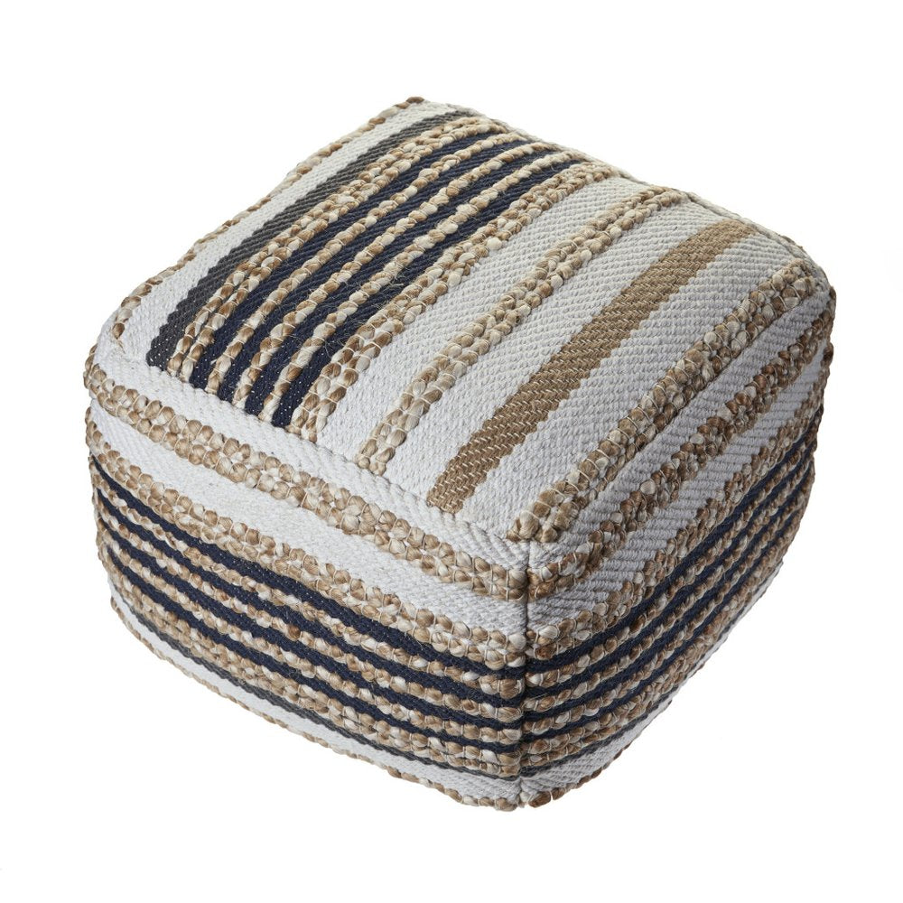 18" Tan Geometric Pouf Ottoman HomeRoots