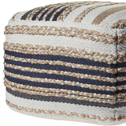 18" Tan Geometric Pouf Ottoman HomeRoots