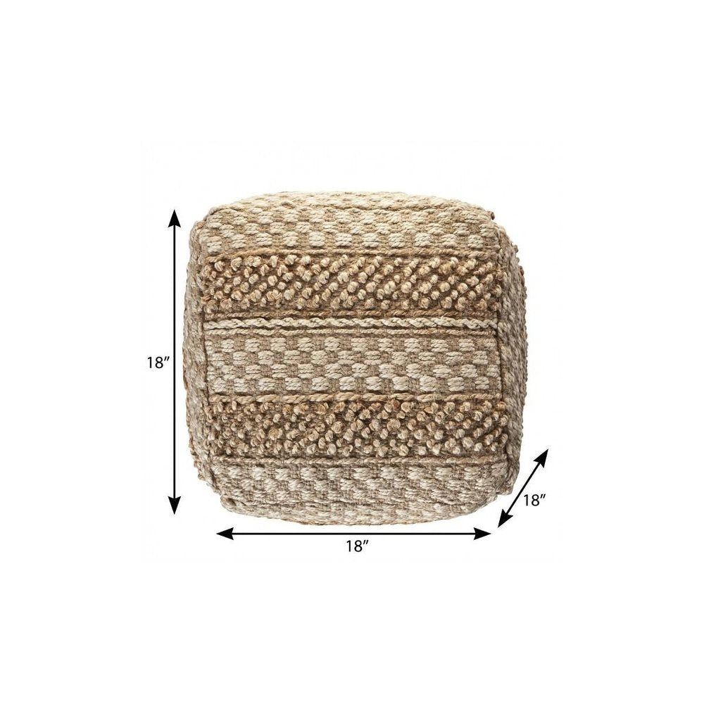 18" Tan Striped Pouf Ottoman HomeRoots